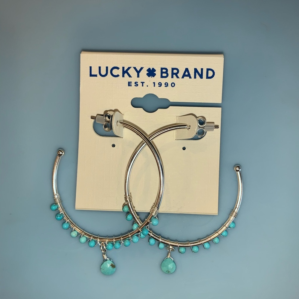 Beautiful hoop earrings with Turquoise beading